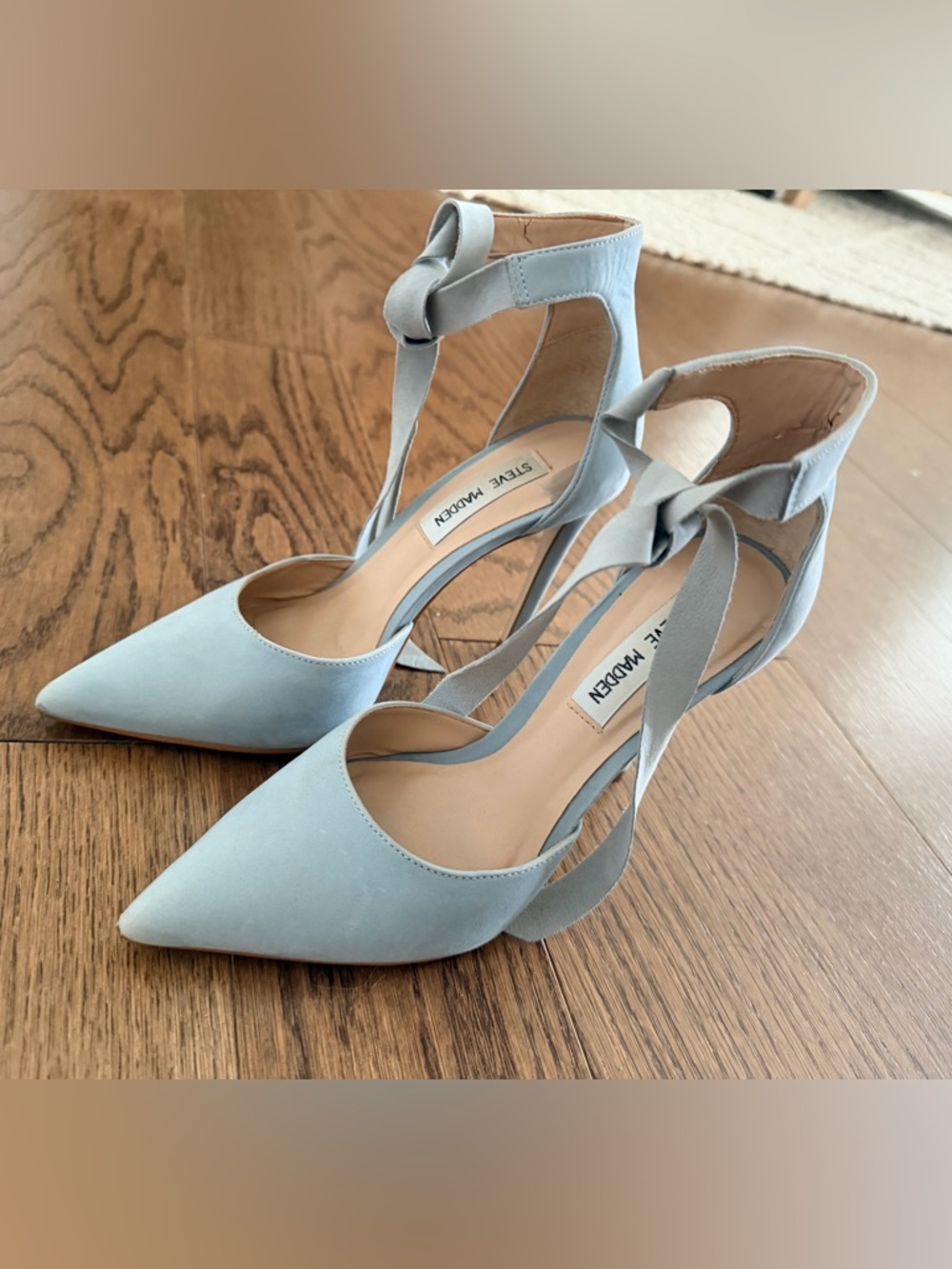 Steve Madden Powder Blue Pointed Toe Ankle Tie Pumps